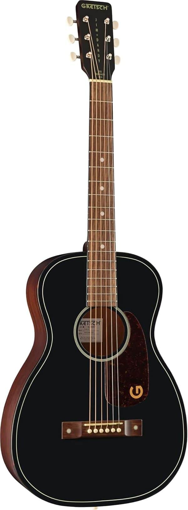 Gretsch Jim Dandy Deltoluxe Parlor Acoustic Guitar, Walnut Fingerboard, Tort Pickguard, Black