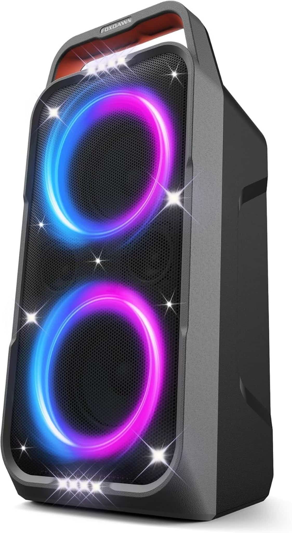 Test de l'enceinte bluetooth Foxdawn 240W portable – puissance et lumières LED