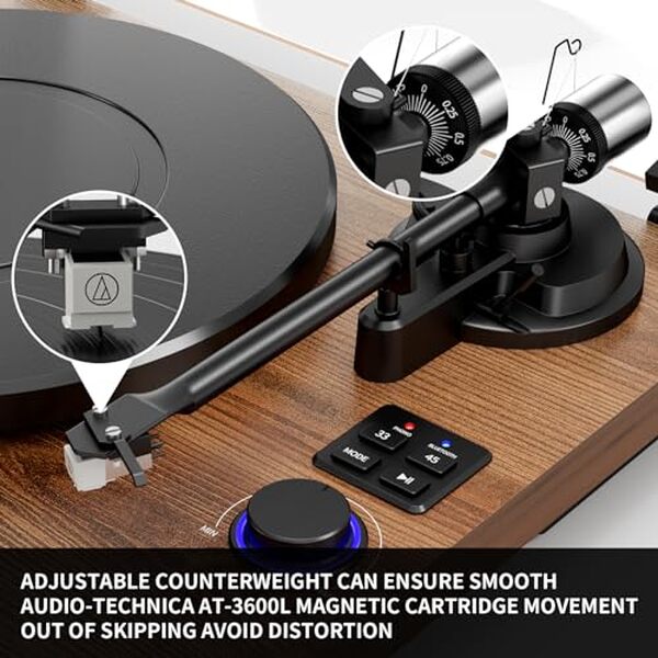 Explorez la platine vinyle HiFi alliant technologie Bluetooth et fonctionnalité USB. Profitez de votre musique avec des haut-parleurs de qualité et un contrepoids réglable pour une écoute optimisée.